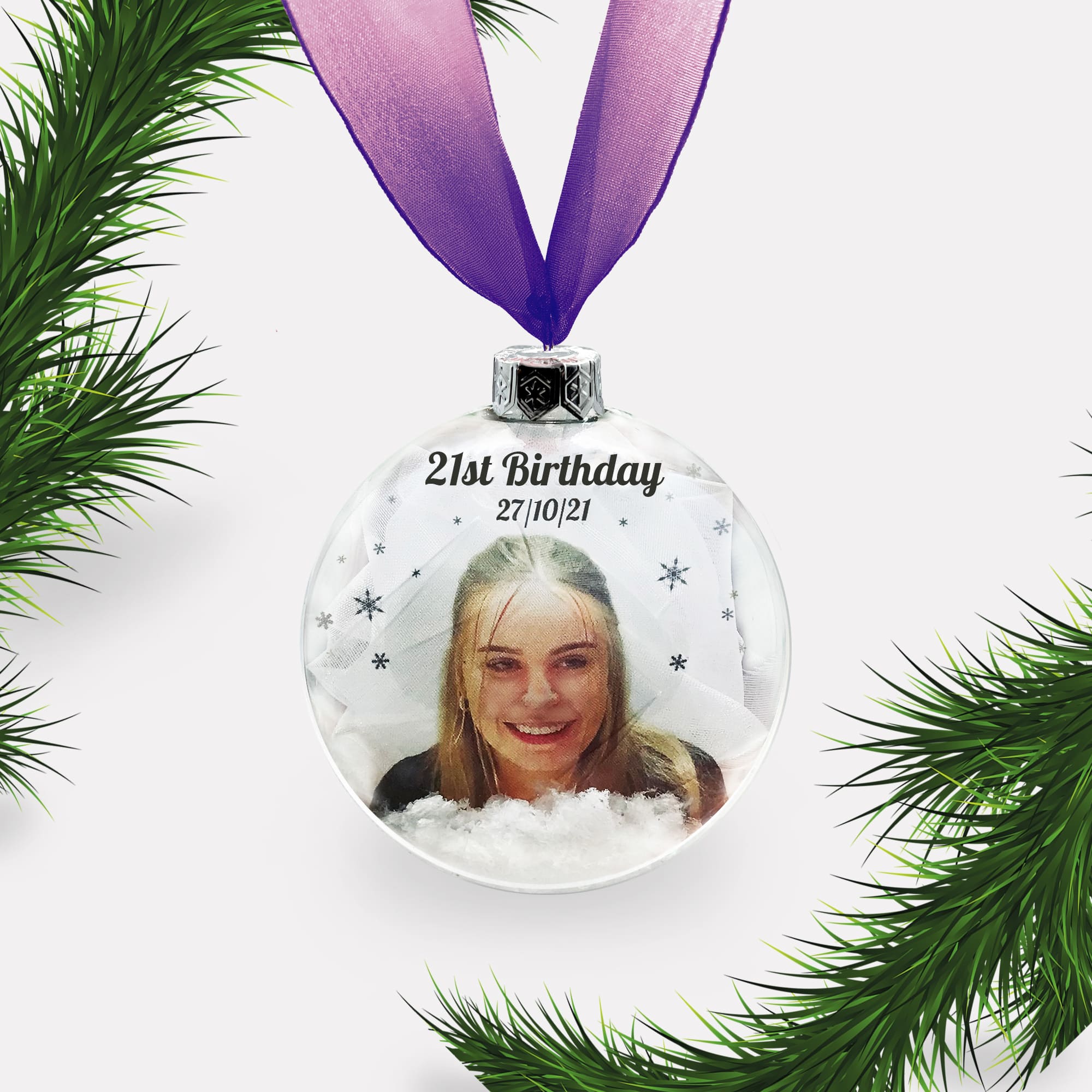 Personalised Glass Photo Christmas Bauble | Custom Ornament | Family | Children | Remembrance