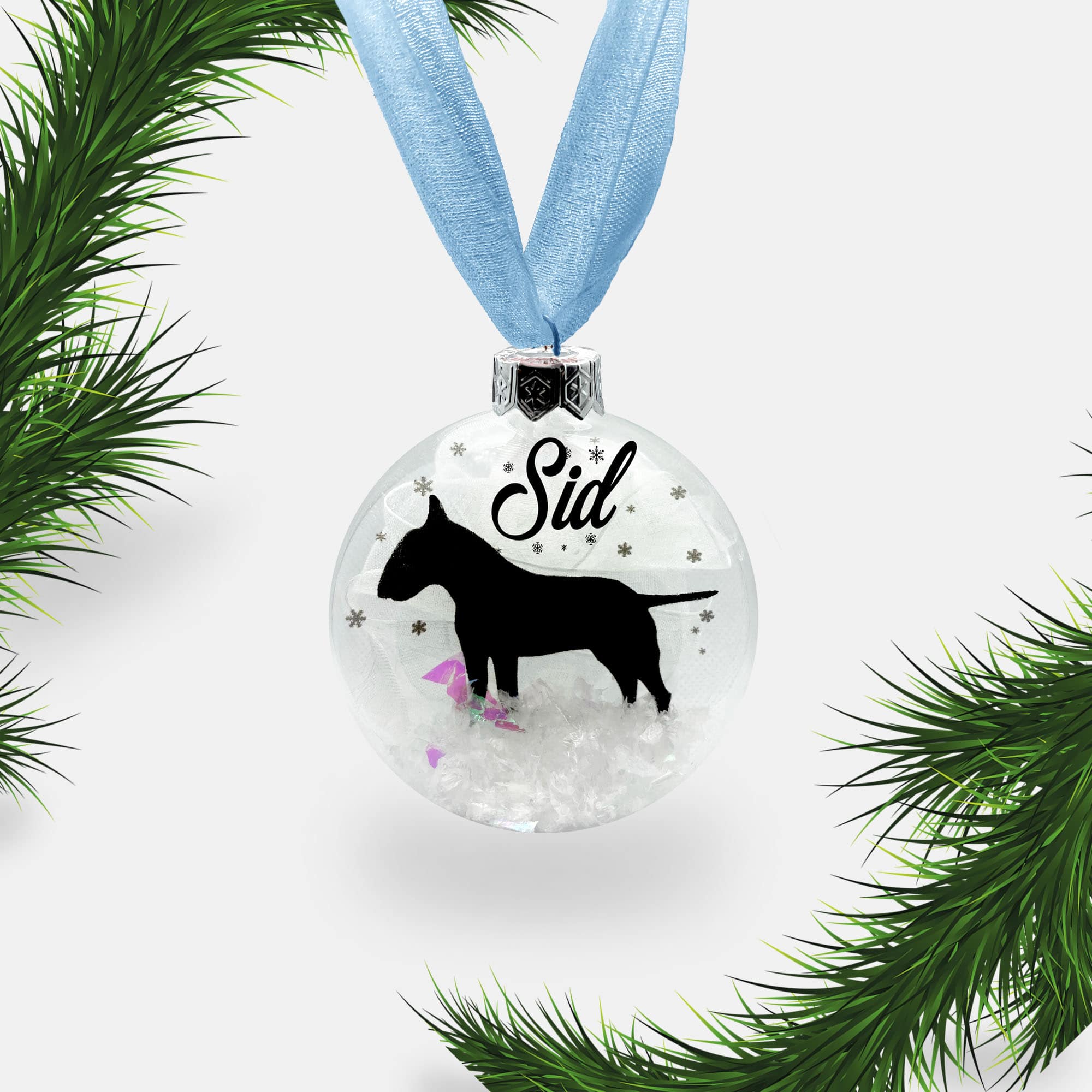 Bull Terrier Dog Personalised | Custom Glass Christmas Bauble