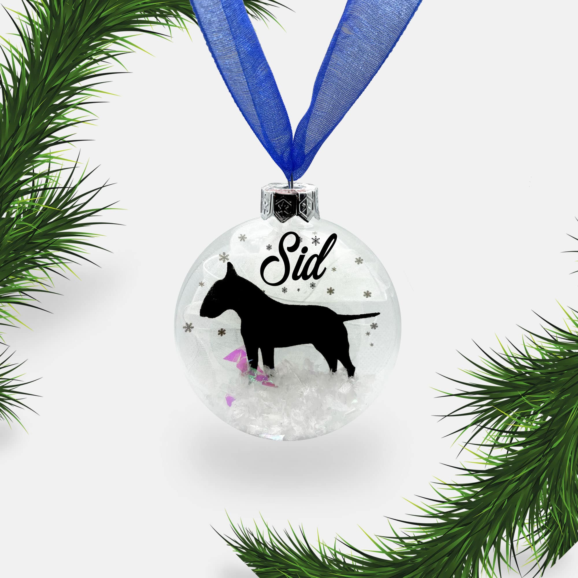 Bull Terrier Dog Personalised | Custom Glass Christmas Bauble