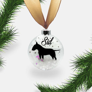 Bull Terrier Dog Personalised | Custom Glass Christmas Bauble