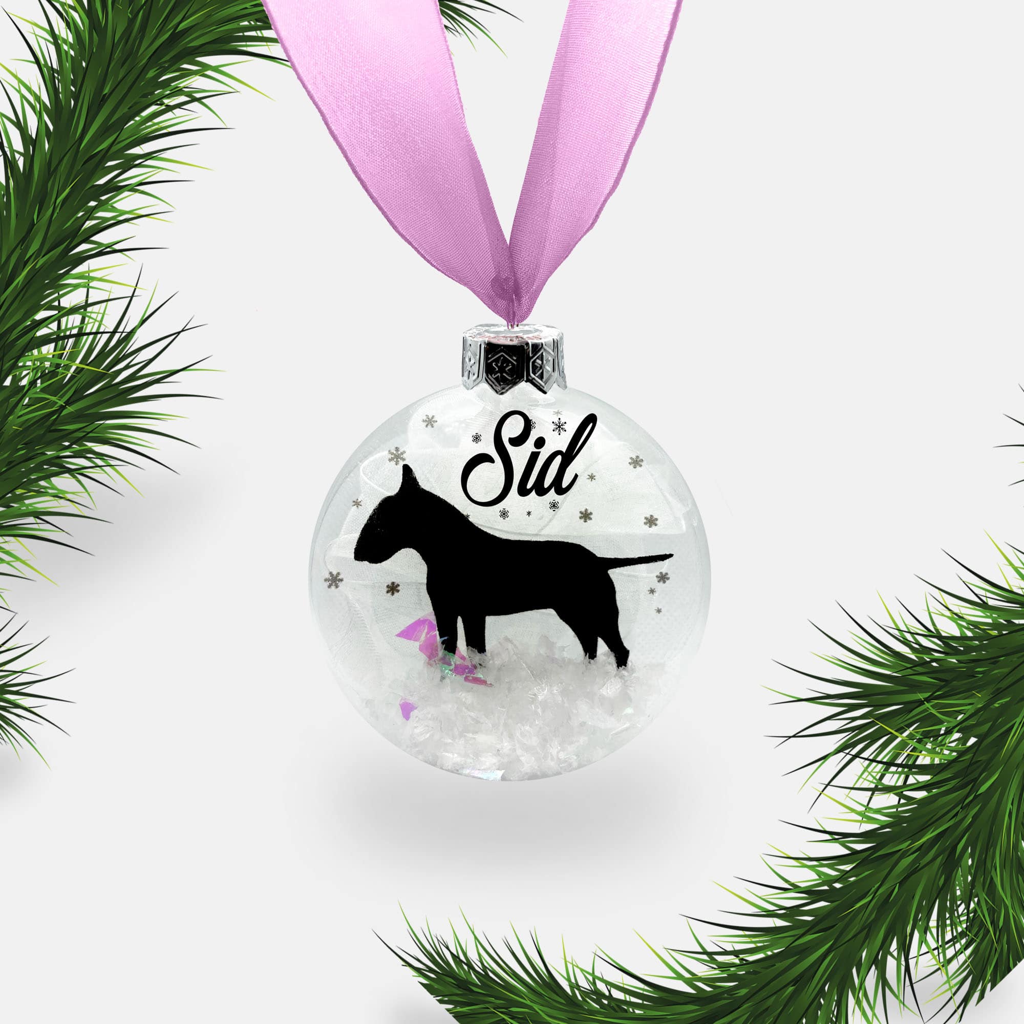 Bull Terrier Dog Personalised | Custom Glass Christmas Bauble