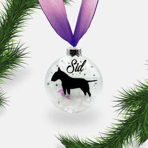 Bull Terrier Dog Personalised | Custom Glass Christmas Bauble