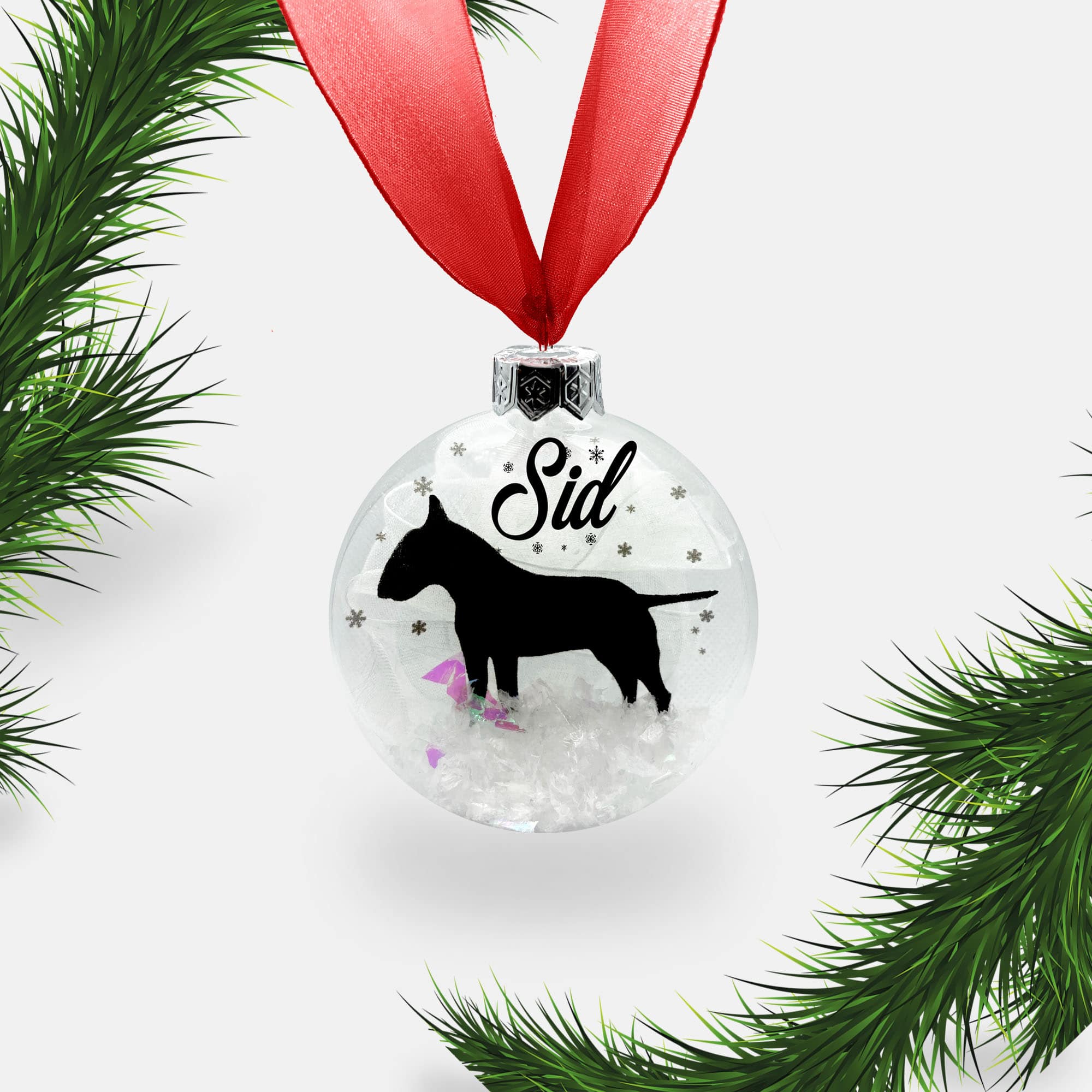 Bull Terrier Dog Personalised | Custom Glass Christmas Bauble