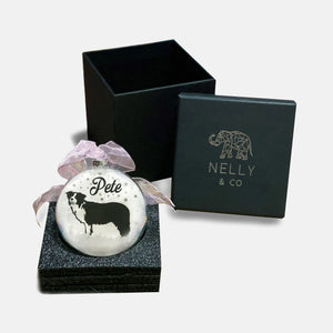 Border Collie Dog Personalised Ornament | Custom Glass Christmas Bauble