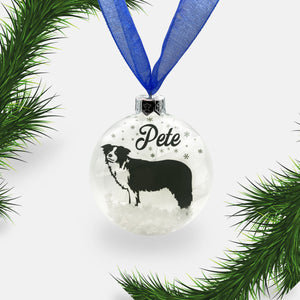 Border Collie Dog Personalised Ornament | Custom Glass Christmas Bauble