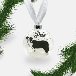 Border Collie Dog Personalised Ornament | Custom Glass Christmas Bauble