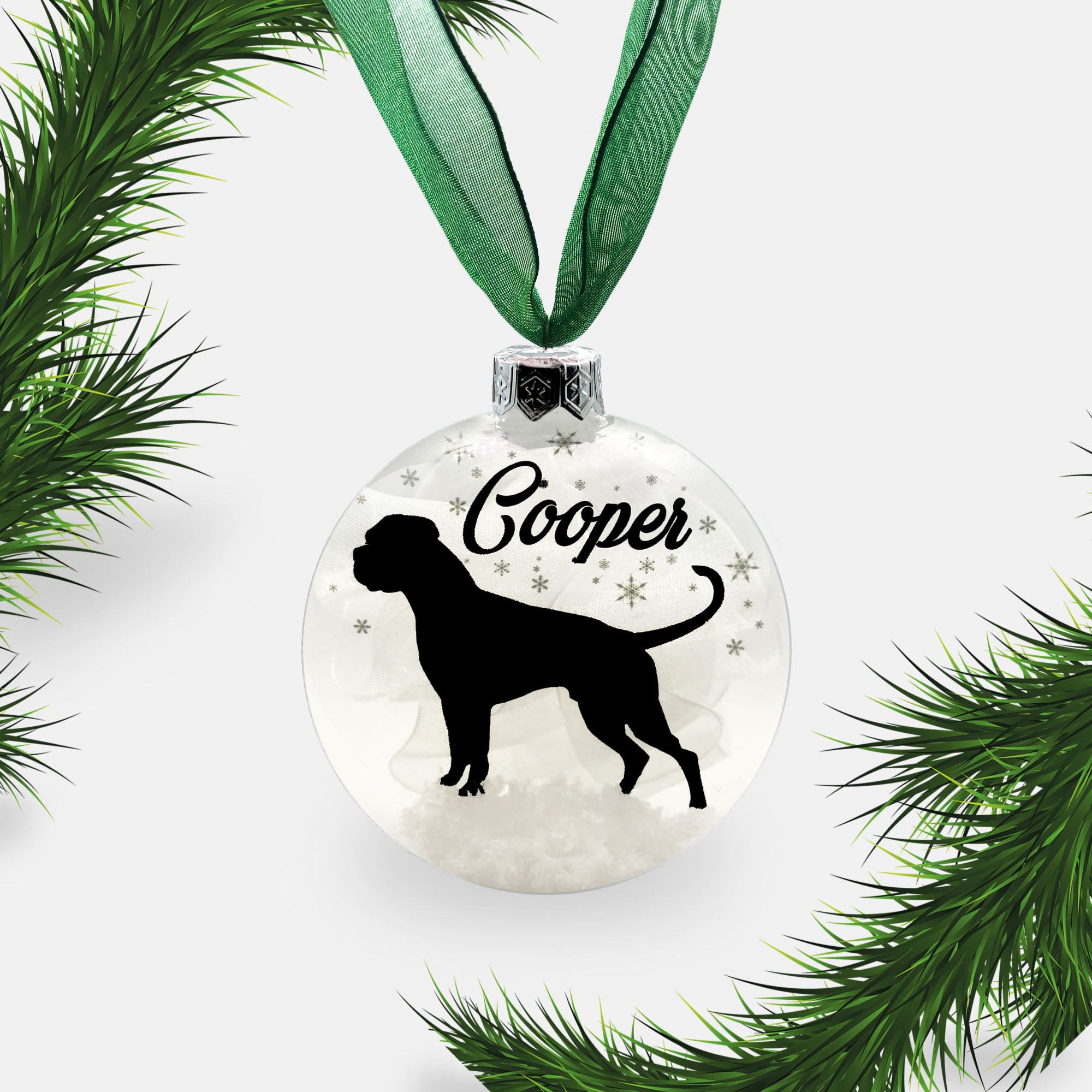 Boxer Dog Glass Personalised Ornament | Custom Christmas Bauble