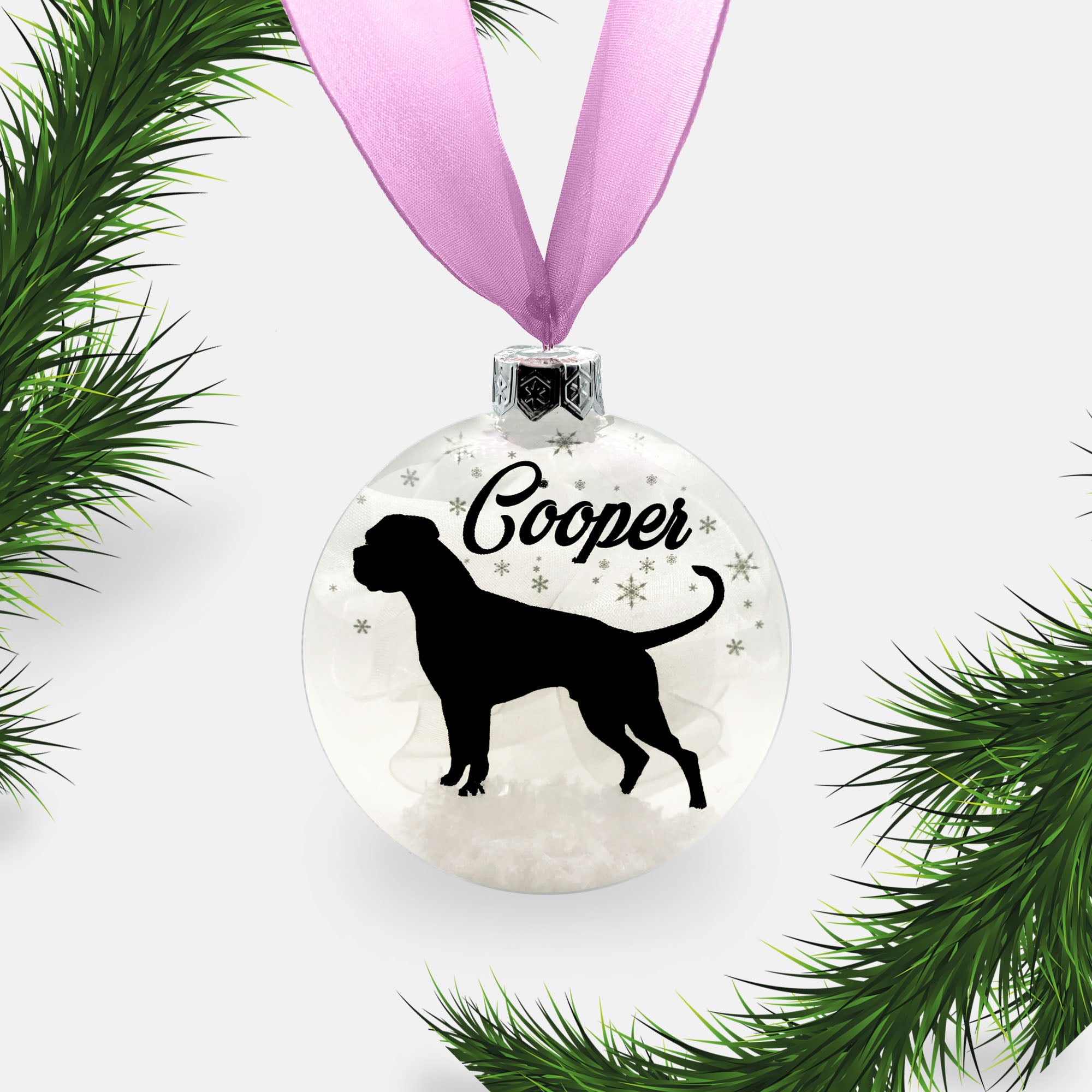 Boxer Dog Glass Personalised Ornament | Custom Christmas Bauble