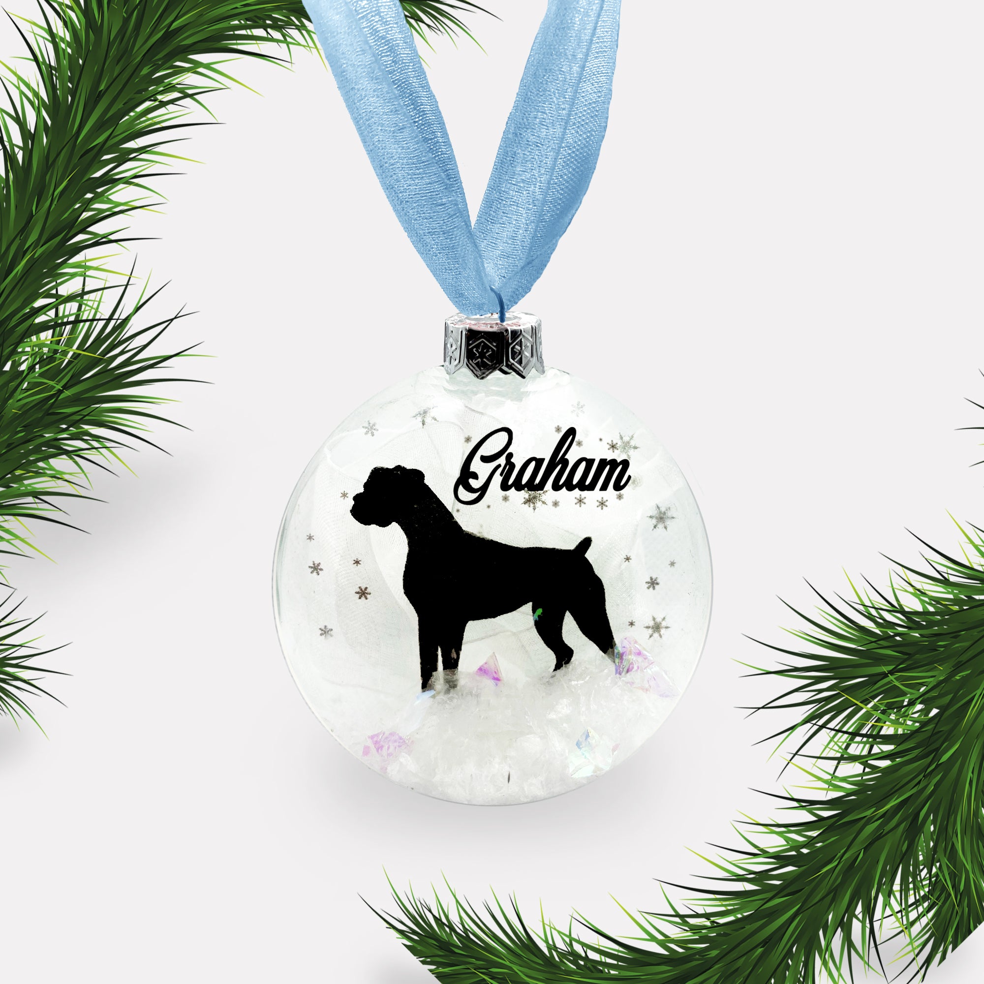 Boxer Dog Glass Personalised Ornament | Custom Christmas Bauble