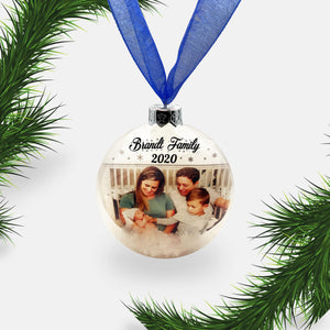 Personalised Glass Photo Christmas Bauble | Custom Ornament | Family | Children | Remembrance