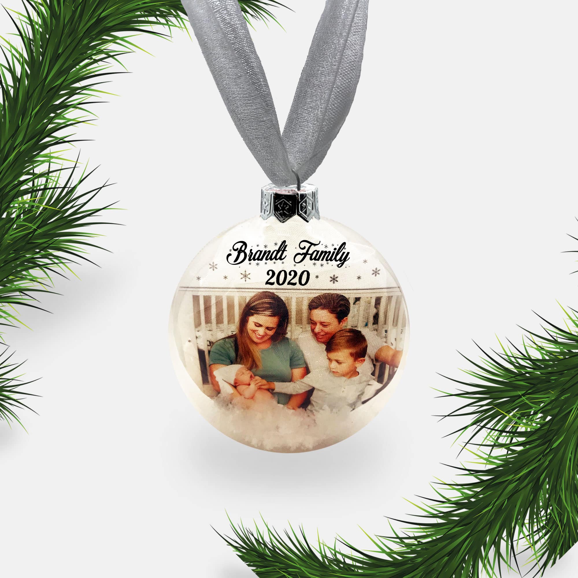 Personalised Glass Photo Christmas Bauble | Custom Ornament | Family | Children | Remembrance