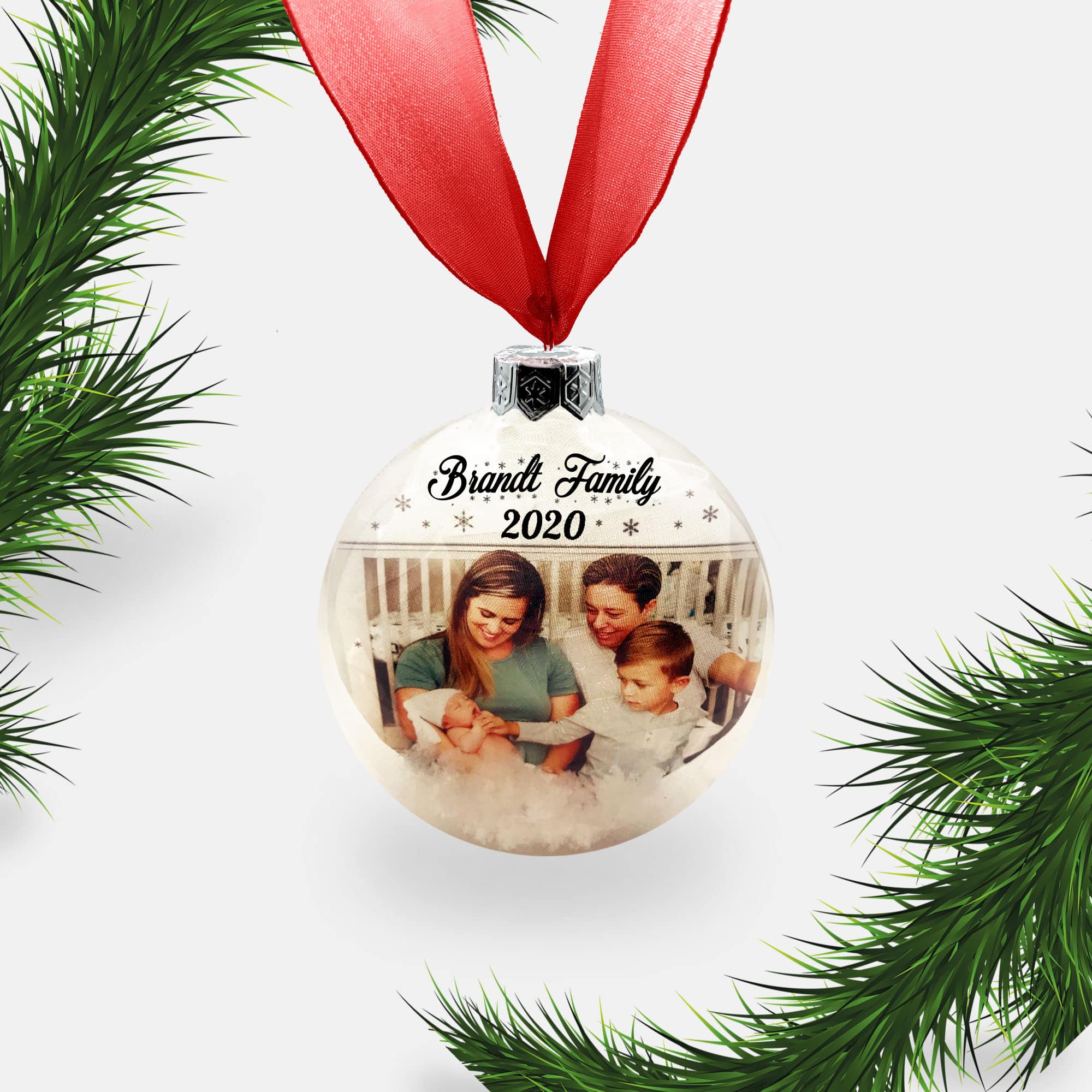 Personalised Glass Photo Christmas Bauble | Custom Ornament | Family | Children | Remembrance