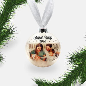 Personalised Glass Photo Christmas Bauble | Custom Ornament | Family | Children | Remembrance