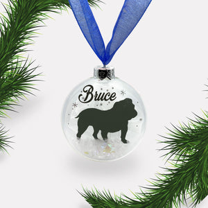 British Bulldog Personalised Dog Ornament | Custom Glass Christmas Bauble