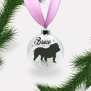 British Bulldog Personalised Dog Ornament | Custom Glass Christmas Bauble