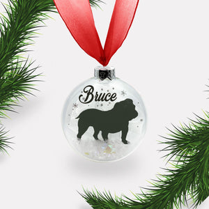 British Bulldog Personalised Dog Ornament | Custom Glass Christmas Bauble