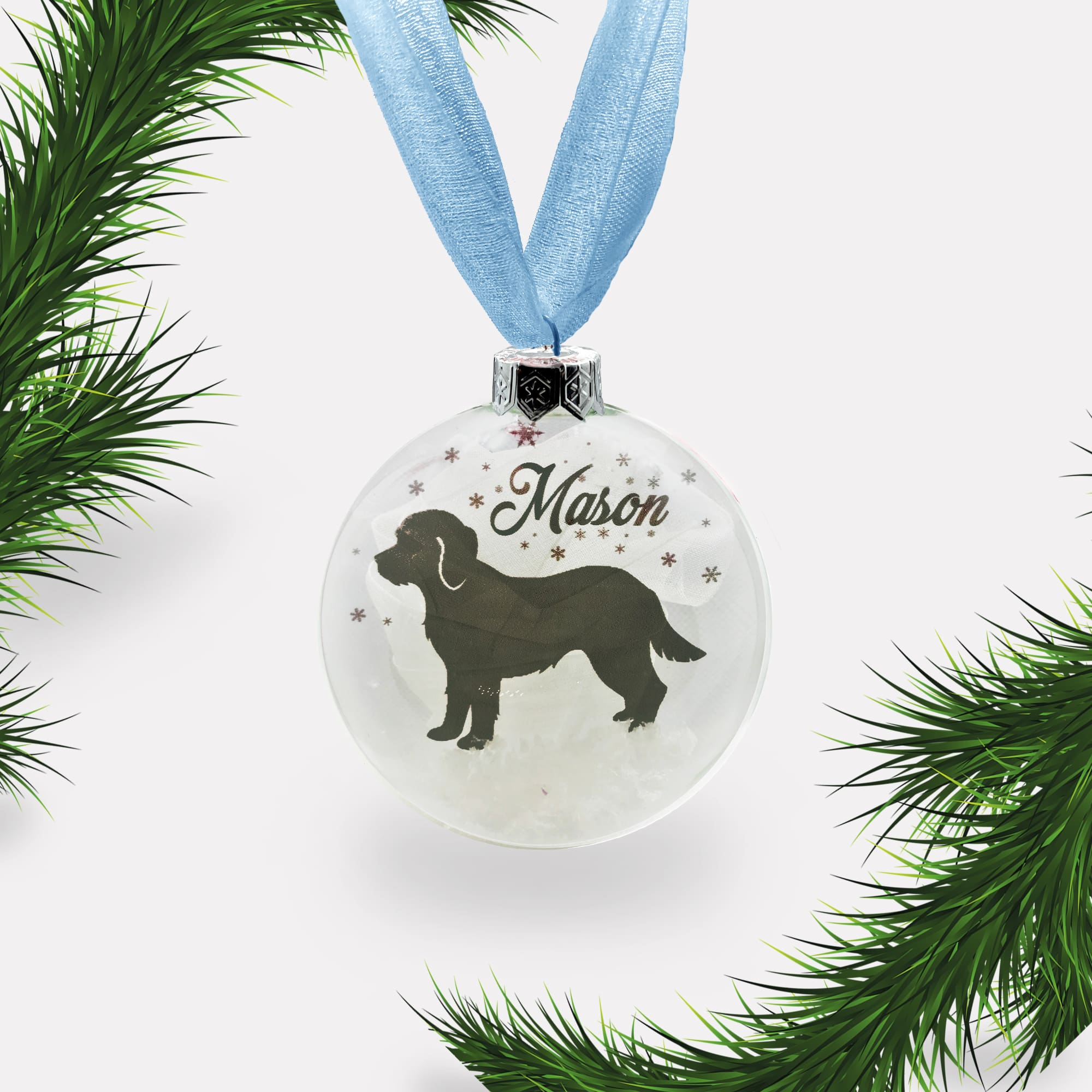 Mix Cross Breed Dog | Cavapoo | Personalised | Custom Glass Christmas Bauble