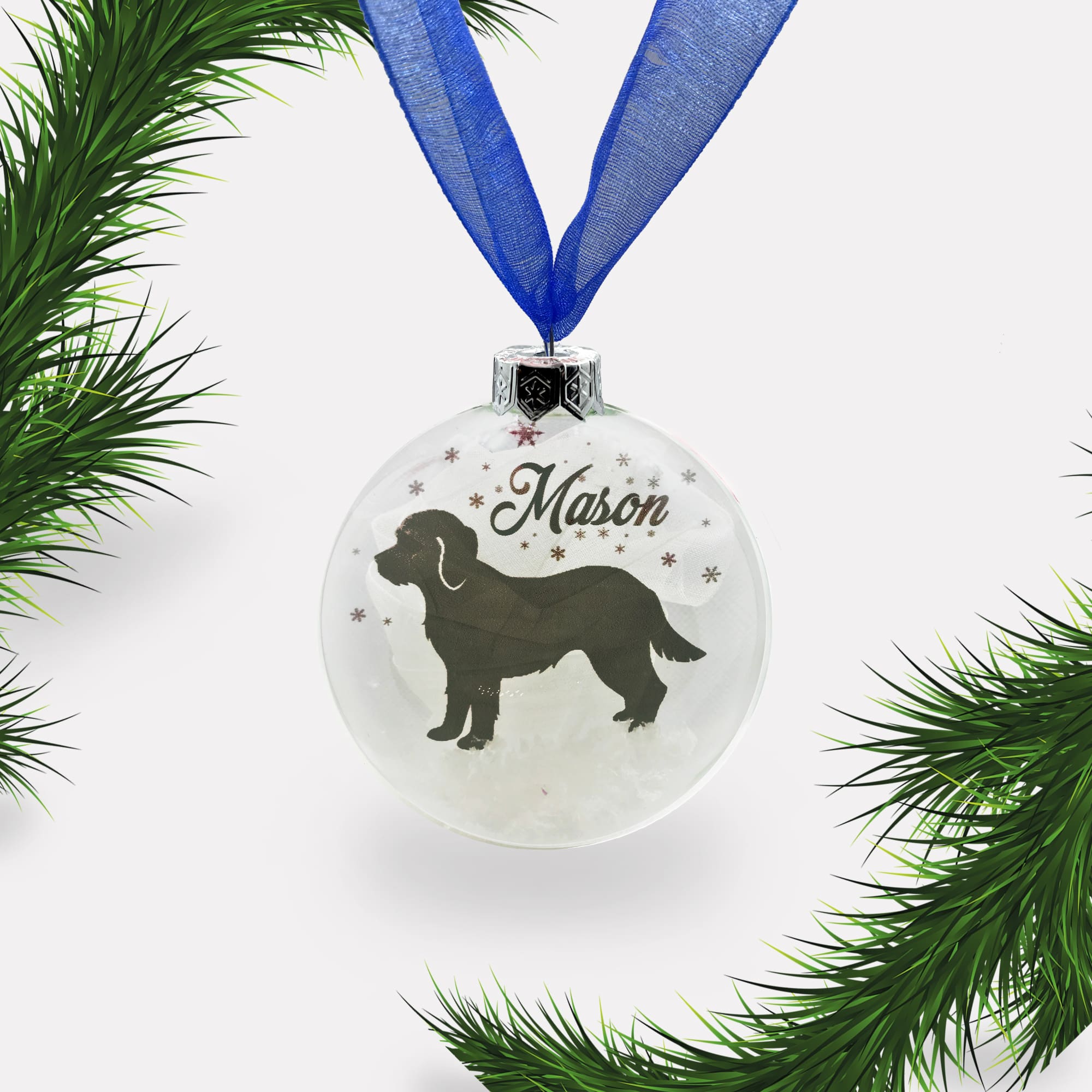 Mix Cross Breed Dog | Cavapoo | Personalised | Custom Glass Christmas Bauble