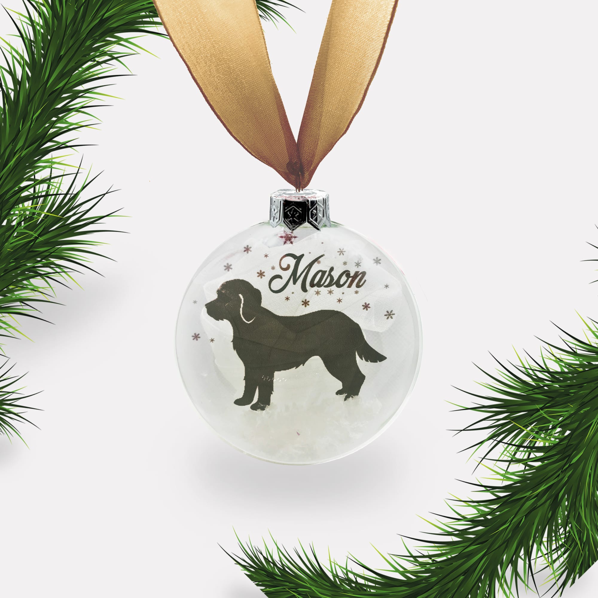 Mix Cross Breed Dog | Cavapoo | Personalised | Custom Glass Christmas Bauble