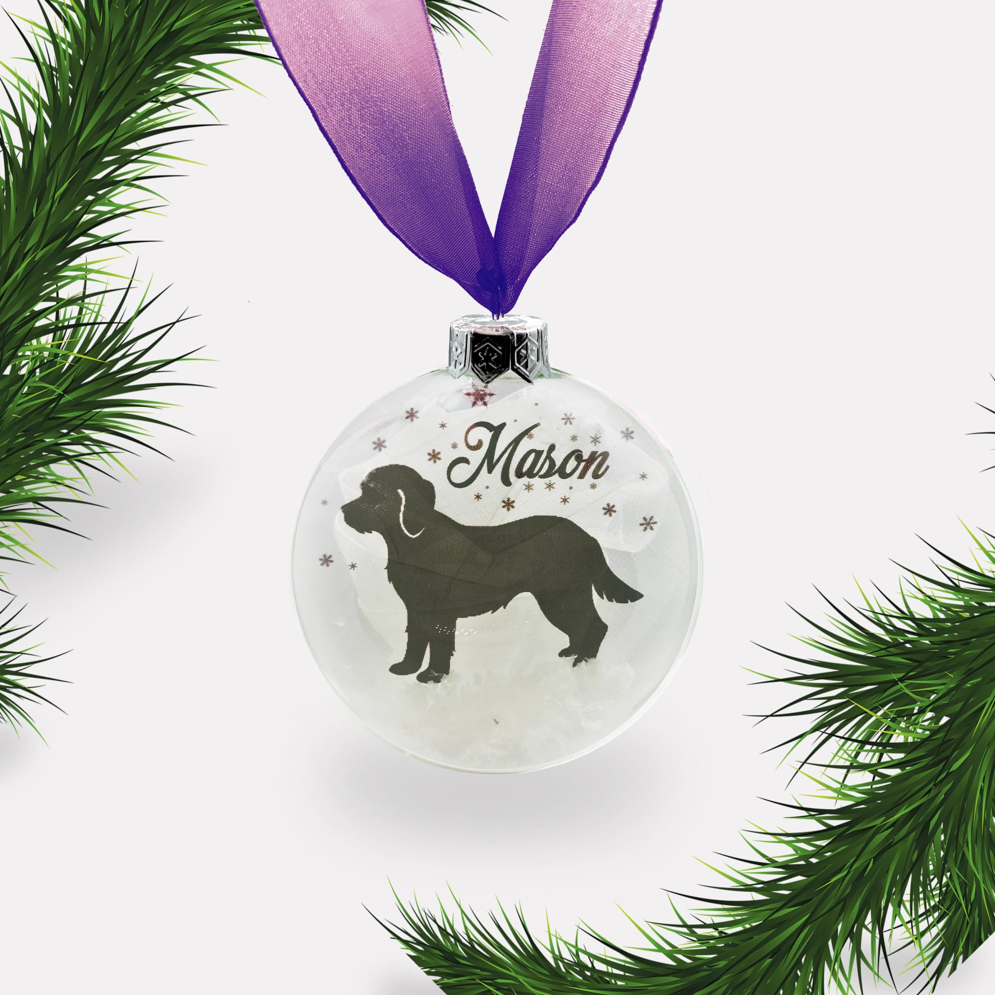 Mix Cross Breed Dog | Cavapoo | Personalised | Custom Glass Christmas Bauble