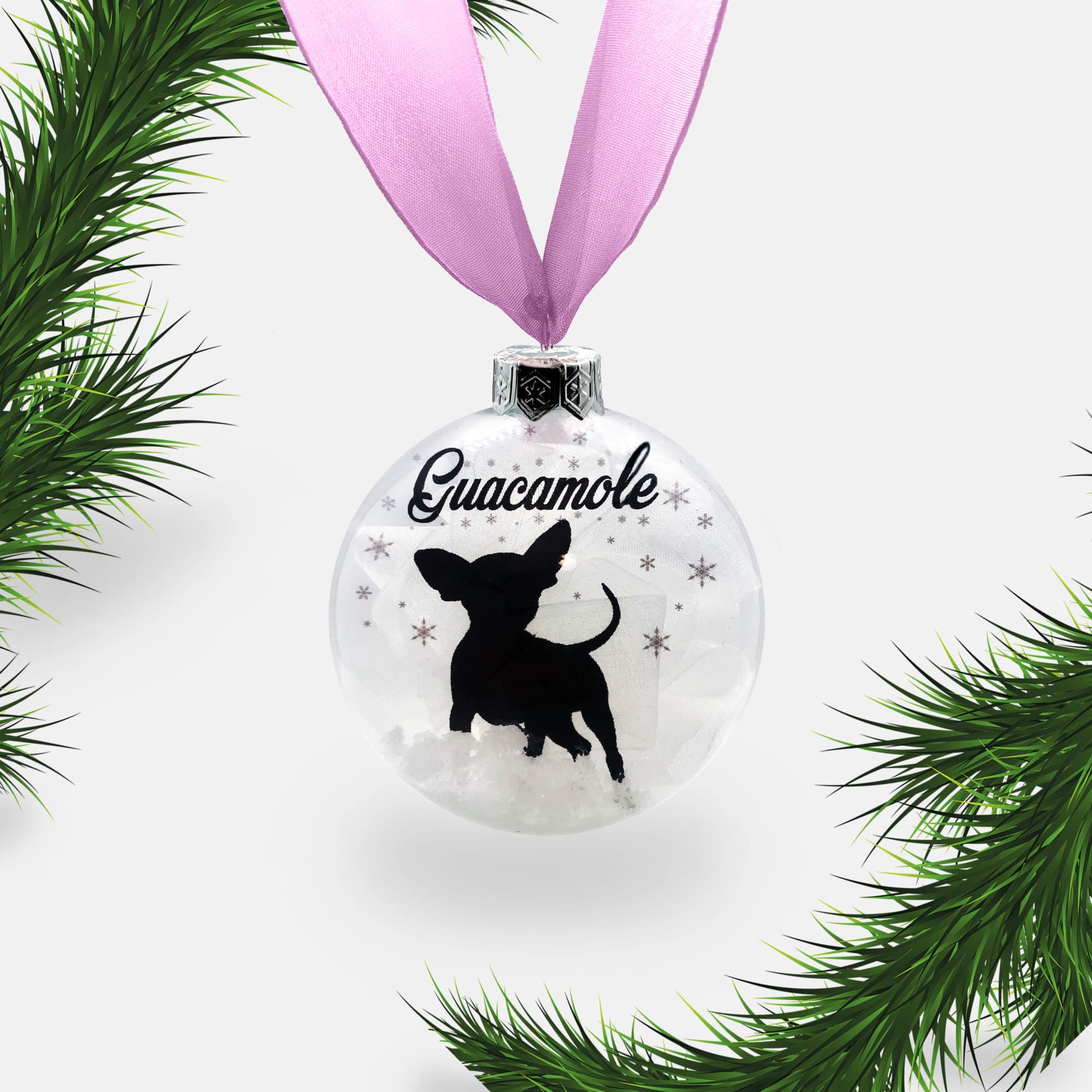 Chihuahua Dog Personalised Ornament | Custom Glass Christmas Bauble