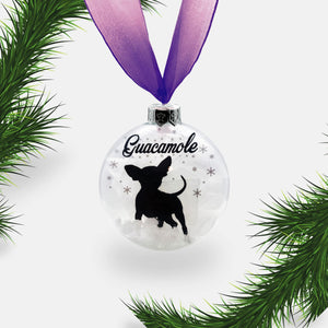 Chihuahua Dog Personalised Ornament | Custom Glass Christmas Bauble