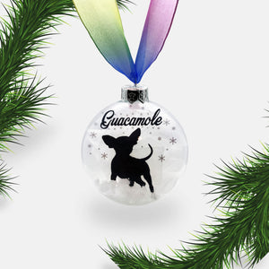 Chihuahua Dog Personalised Ornament | Custom Glass Christmas Bauble