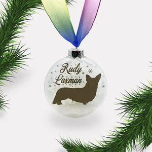 Corgi Dog Personalised Ornament | Custom Glass Christmas Bauble