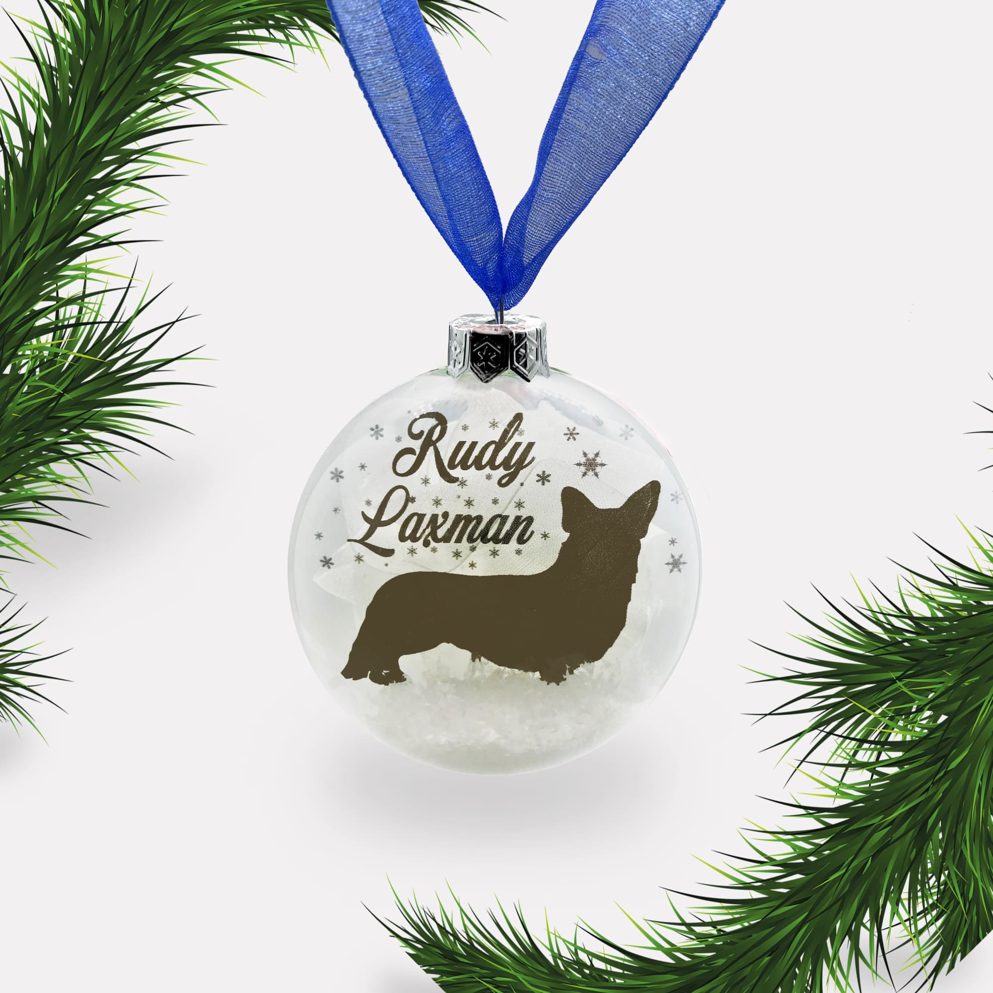 Corgi Dog Personalised Ornament | Custom Glass Christmas Bauble