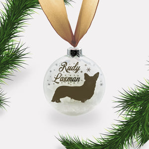 Corgi Dog Personalised Ornament | Custom Glass Christmas Bauble