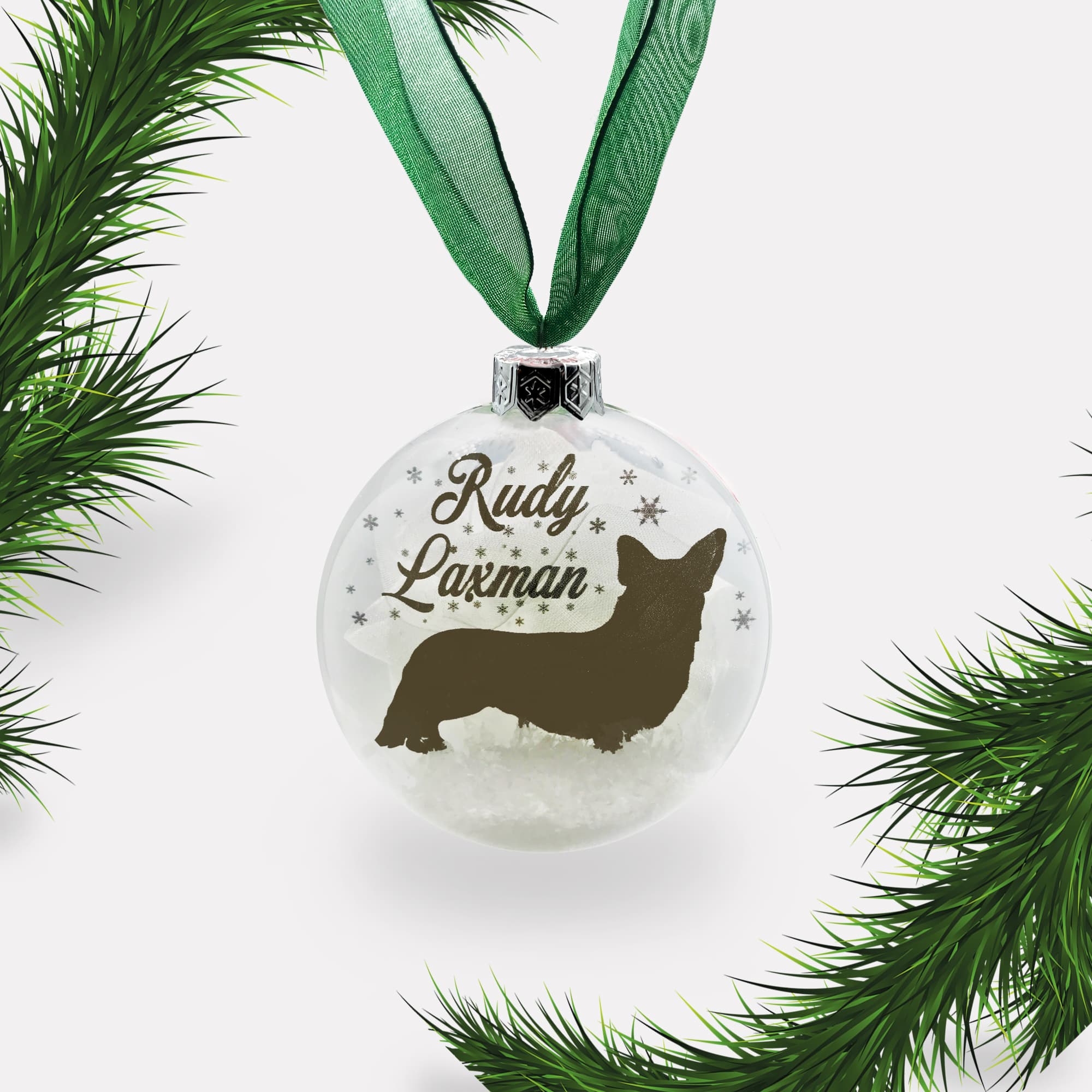 Corgi Dog Personalised Ornament | Custom Glass Christmas Bauble