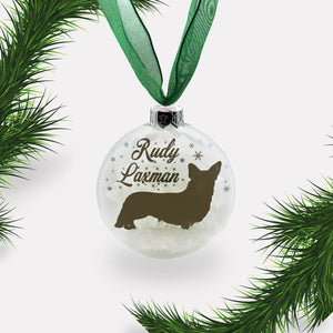 Corgi Dog Personalised Ornament | Custom Glass Christmas Bauble