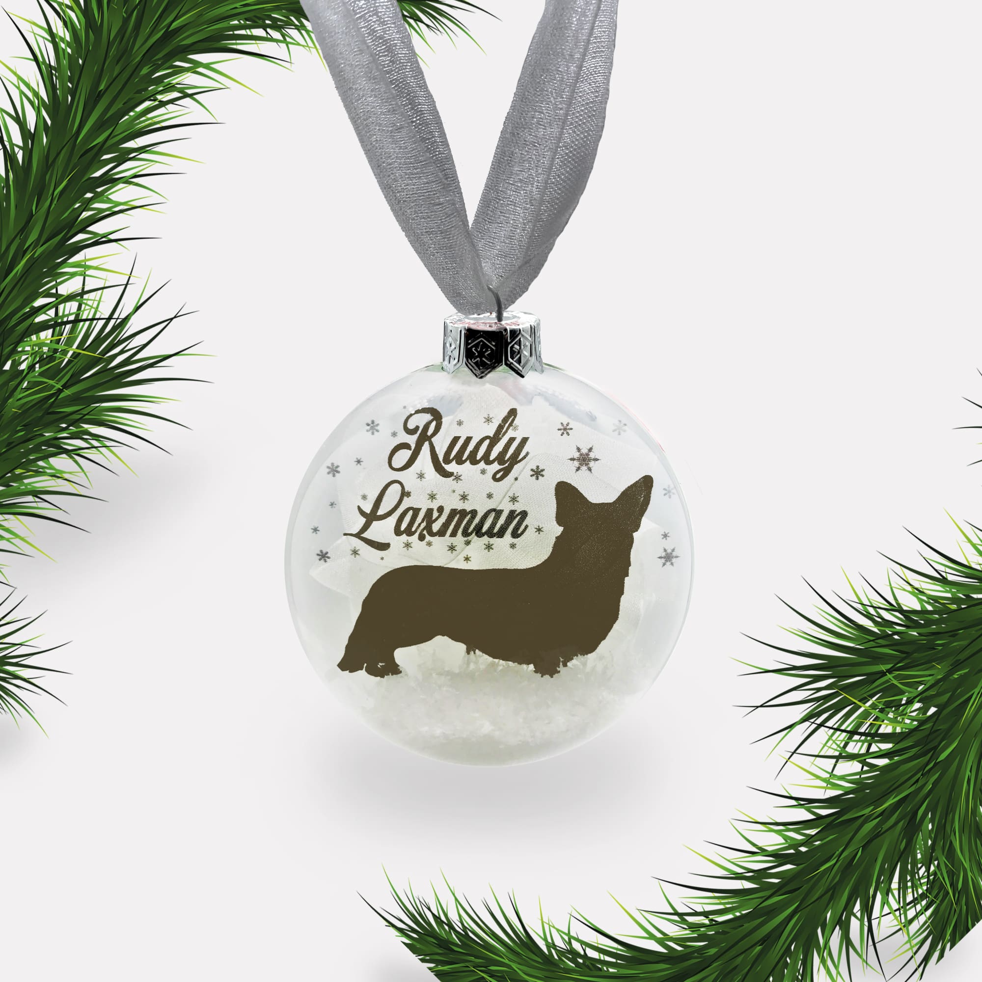 Corgi Dog Personalised Ornament | Custom Glass Christmas Bauble