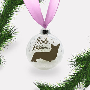 Corgi Dog Personalised Ornament | Custom Glass Christmas Bauble