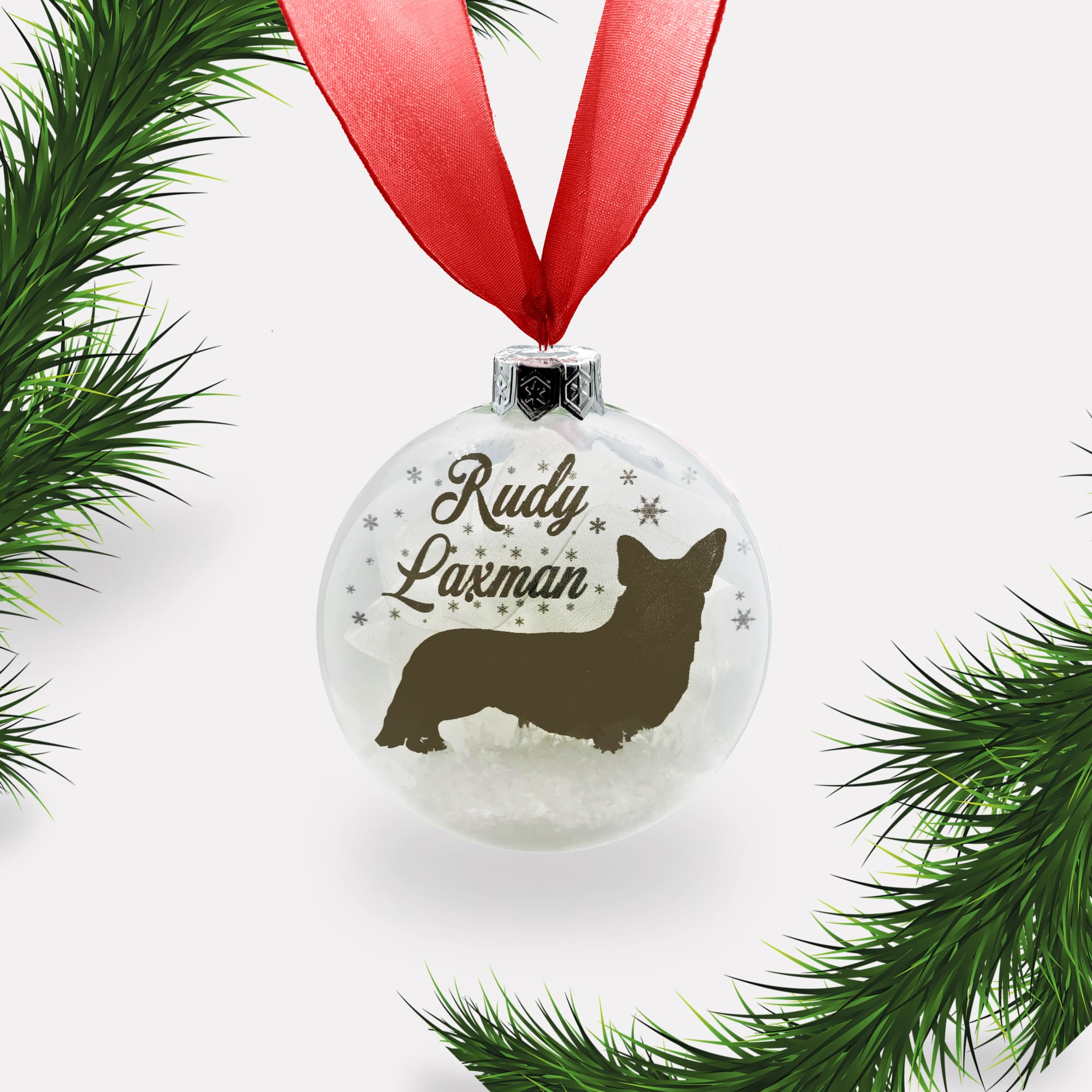 Corgi Dog Personalised Ornament | Custom Glass Christmas Bauble