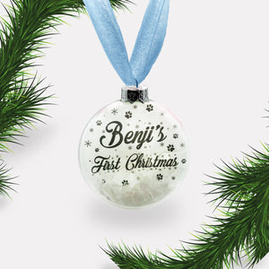 Dog's First Christmas | Personalised Bauble | Glass | Personalized | Pet