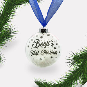 Dog's First Christmas | Personalised Bauble | Glass | Personalized | Pet