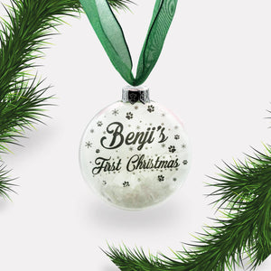 Dog's First Christmas | Personalised Bauble | Glass | Personalized | Pet