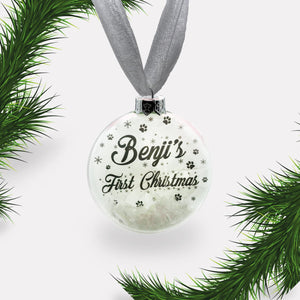 Dog's First Christmas | Personalised Bauble | Glass | Personalized | Pet