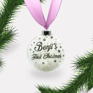 Dog's First Christmas | Personalised Bauble | Glass | Personalized | Pet