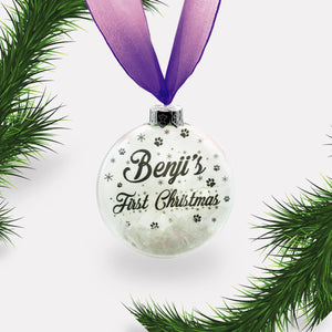 Dog's First Christmas | Personalised Bauble | Glass | Personalized | Pet