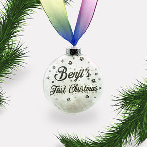 Dog's First Christmas | Personalised Bauble | Glass | Personalized | Pet