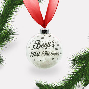 Dog's First Christmas | Personalised Bauble | Glass | Personalized | Pet