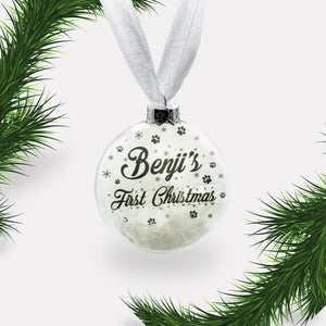 Dog's First Christmas | Personalised Bauble | Glass | Personalized | Pet