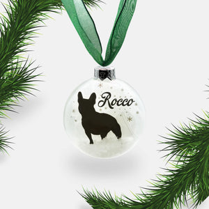 French Bull Dog Ornament | Frenchie Dog Personalised | Custom Glass Christmas Bauble