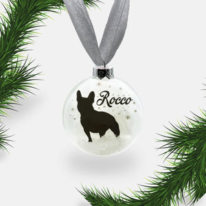 French Bull Dog Ornament | Frenchie Dog Personalised | Custom Glass Christmas Bauble