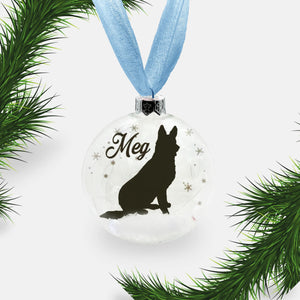 German Shepherd Alsatian Dog Personalised Ornament | Custom Glass Christmas Bauble