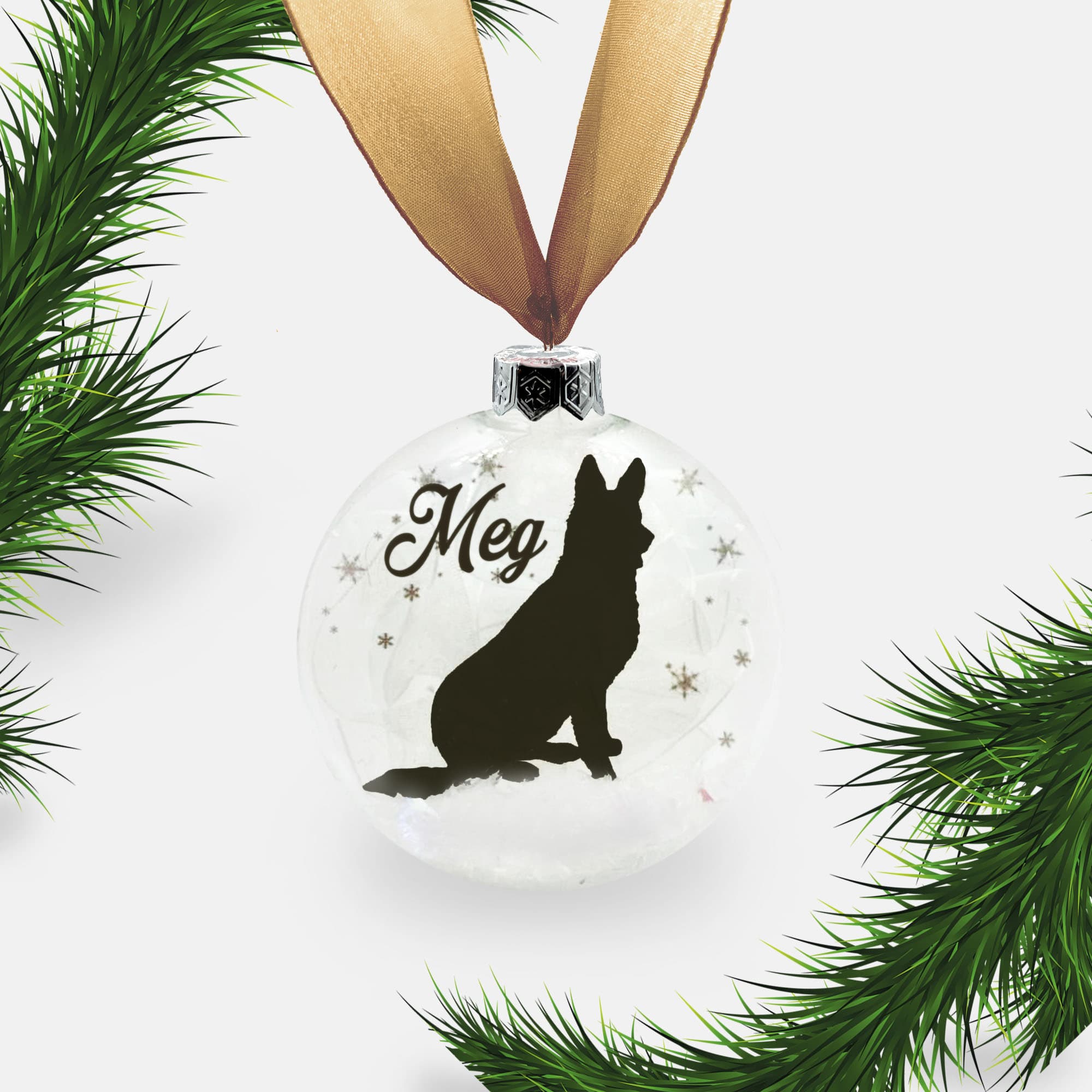 German Shepherd Alsatian Dog Personalised Ornament | Custom Glass Christmas Bauble