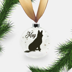 German Shepherd Alsatian Dog Personalised Ornament | Custom Glass Christmas Bauble