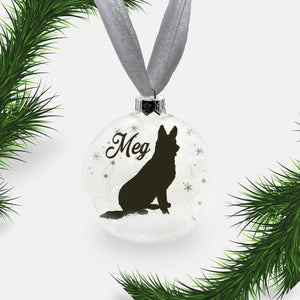 German Shepherd Alsatian Dog Personalised Ornament | Custom Glass Christmas Bauble